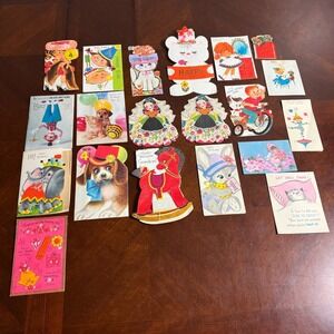 Vintage 1950s–60s Greeting Cards Lot Die Cut Kids Animals Birthday Get Well Mixe